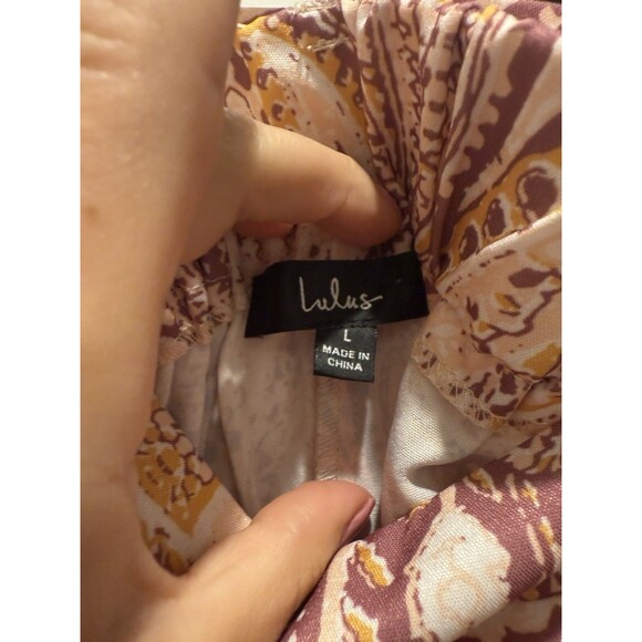 Lulu’s Women’s  Boho Aesthetic Mauve Multi Paisley Print Wide Leg Pants Size L - Picture 4 of 6